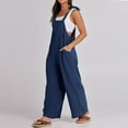 thumbnail image 4 of ZHUGeLI Fashion Women Casual Cold Shoulder Jumpsuit Solid Suspender Jumpsuits Wide Pocket Leg Pant Up to 50% off Clearance, 4 of 7
