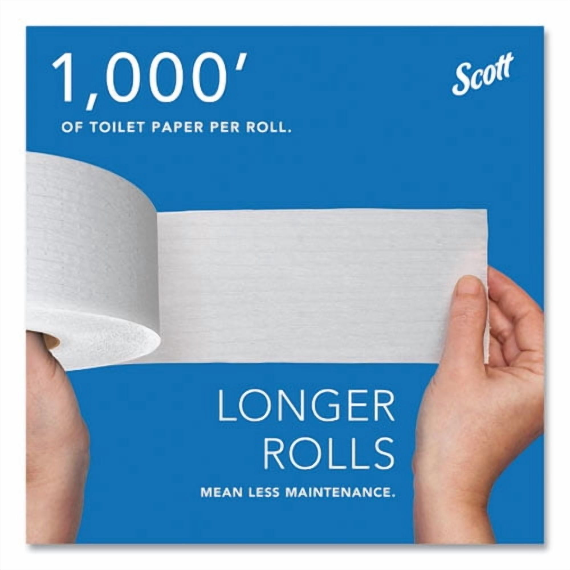 Essential JRT Jumbo Roll Bathroom Tissue, Septic Safe, 2-Ply, 3.55" x 1,000 ft, White, 4 Rolls/Carto | Bundle of 2