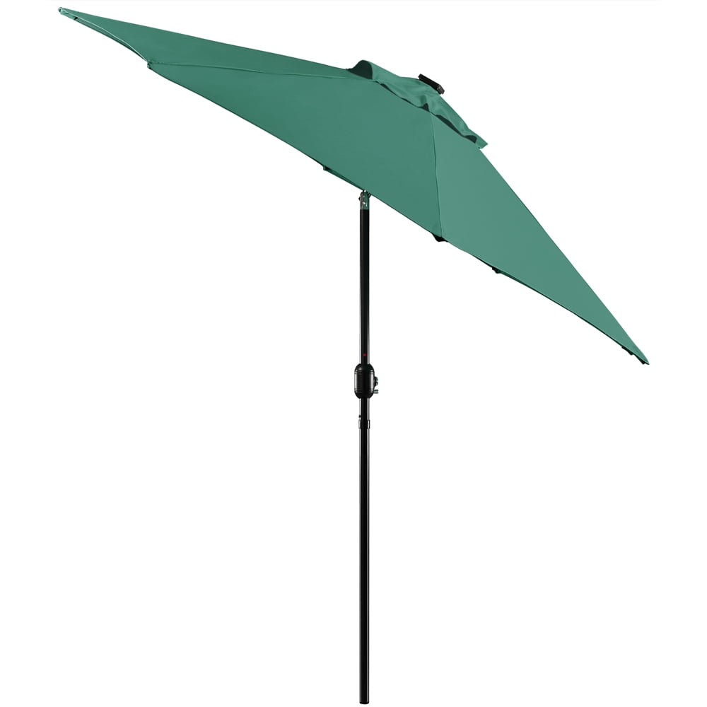 Renwick 9' Dark Green Octagon Market Patio Umbrellas, Solar Lighted