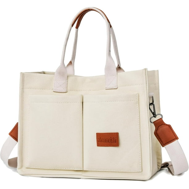 LHSHID Canvas Tote Bag for Women,Laptop Bag Work Tote Bag Women Crossbody Purse Handbag Shoulder Travel Messenger Gym Tote
