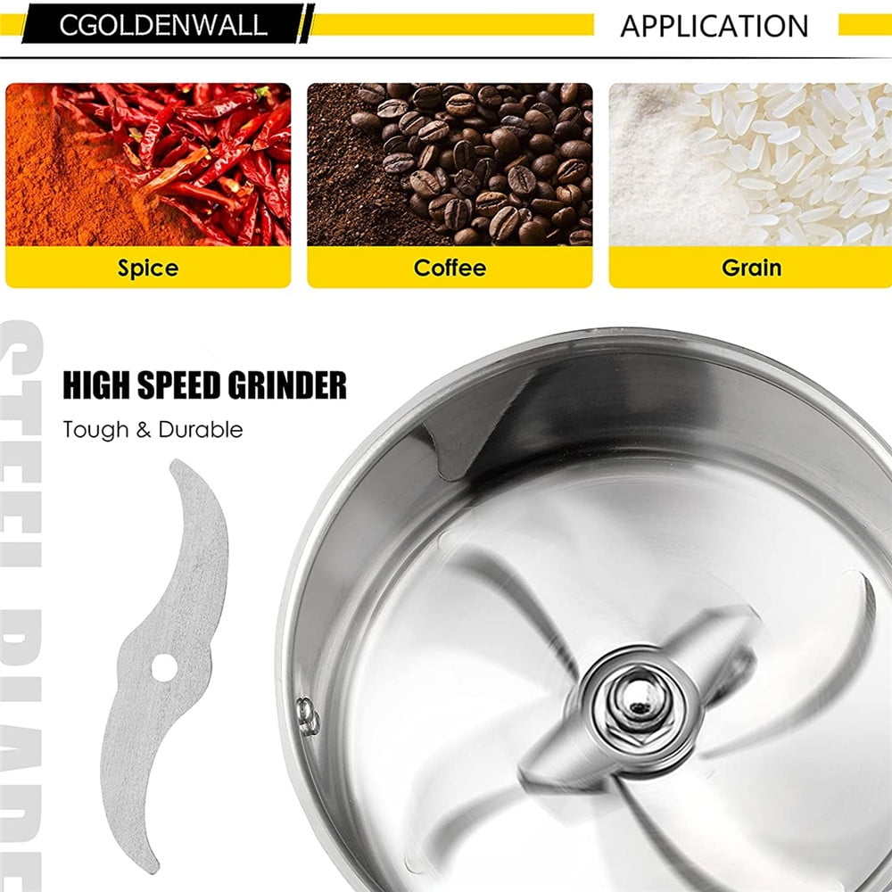 TOPCHANCES Electric Grain Mill Grinder, 800g Commercial Spice Grinder, 2400W High-Speed Stainless Steel Pulverizer Dry Grinder Grinding Machine for Coffee Wheat Herb Corn Peanuts