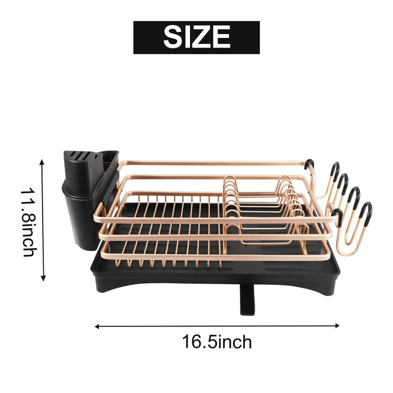 Dish Drying Rack, Compact Rustproof Dish Rack and Drainboard Set, Dish  Drainer with Adjustable Swivel Spout Gold 