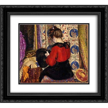 Georges Lemmen 2x Matted 24x20 Black Ornate Framed Art Print 'La modiste'