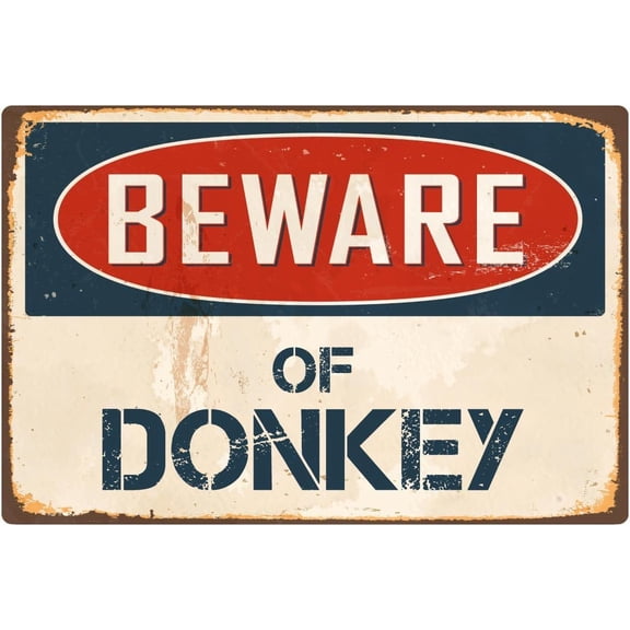 Beware Of Donkey 8” x 12” Vintage Aluminum Retro Metal Sign VS142