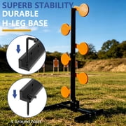 YOHKOH 6-Target Auto-Reset Steel Dueling Tree, Heavy Duty 10mm Alloy Shooting Stand with 6.3 Paddles, Adjustable Angle & H-Leg Base for Outdoor Range