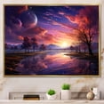 thumbnail image 2 of Designart "Space Landscape Pink Moon Sunrise I" Oversized Landscapes Framed Wall Art - Modern Pink Abstract Landscapes Bedroom Framed Canvas Wall Art, 2 of 7