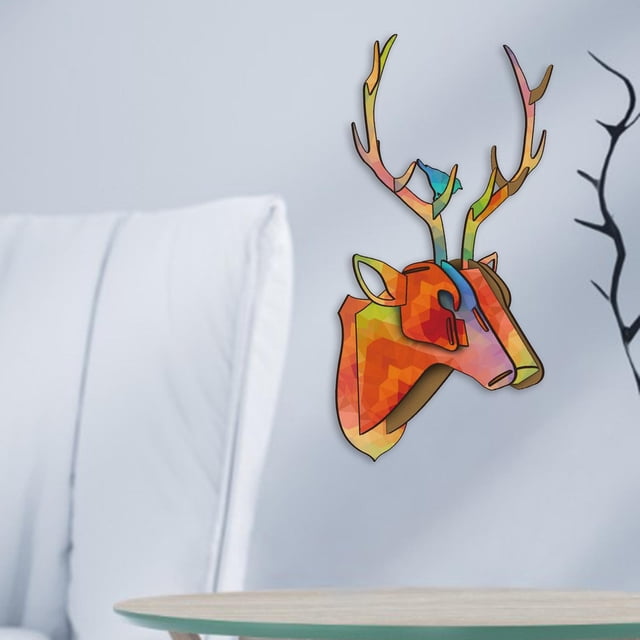 Arte de La Escultura Ciervos de de La Cabeza Del Animal Del Trofeo Del Rompecabezas 3D para La Decoración para hogar Soledad Ensamblaje Puzzle Wall Art