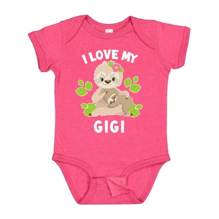 

Inktastic Cute Sloth I Love My Gigi and Green Leaves Gift Baby Boy or Baby Girl Bodysuit