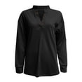 thumbnail image 6 of Womens Shirts Tshirts Long Sleeve Womens Workout Tops Fall V Neck Loose Solid Summer Stitching Work Blouses Dressy Casual Black M, 6 of 7