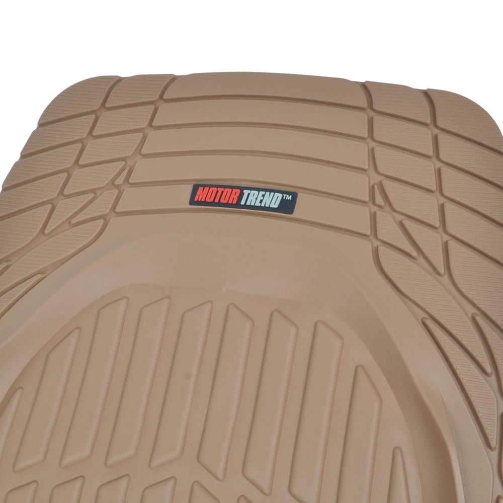 MotorTrend FlexTough Tortoise, Heavy-Duty Rubber Floor Mats for All Weather Protection, Deep Dish, Black