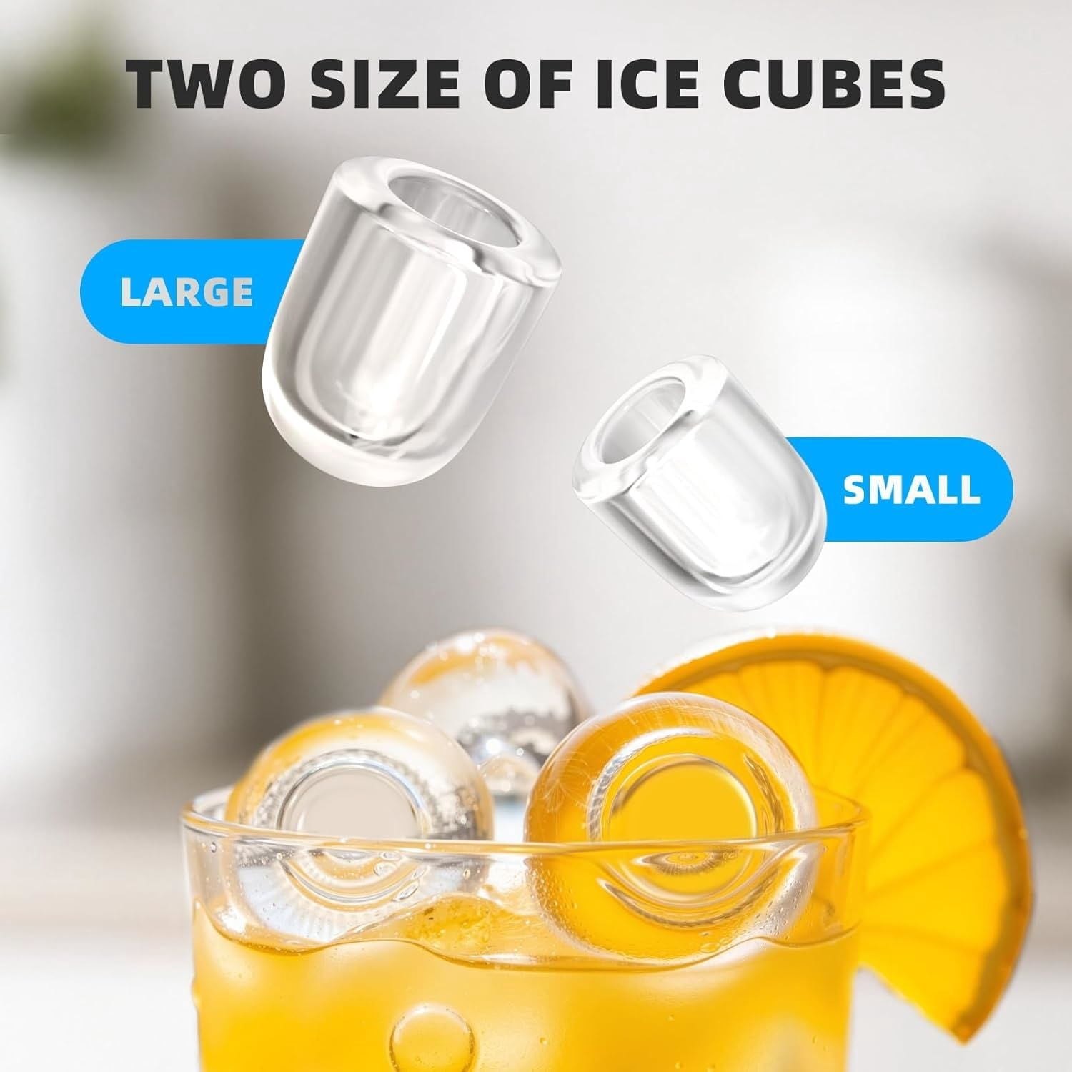 Countertop Ice Maker Machine, 8 Cubes in 6 Mins, 26.5 lbs/Day, Self-Cleaning, 2 Sizes, for Home/Kitchen/Camping/RV， Black