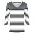 thumbnail image 7 of JTZGDY 3/4 Sleeve Tops for Women Dressy Casual Summer V Neck Floral Pattern Graphic T-Shirts Loose Fit Comfy Tunic Blouse for Leggings Gray#01 XXXL, 7 of 7