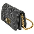 thumbnail image 2 of Pre-Owned Christian Dior Dior CARO Macrocannage Chain Shoulder Wallet Leather Black... (Good), 2 of 10