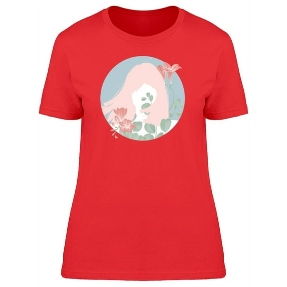 Floral Girl Head Silhouette T-Shirt Women -Image by Shutterstock, Female Medium