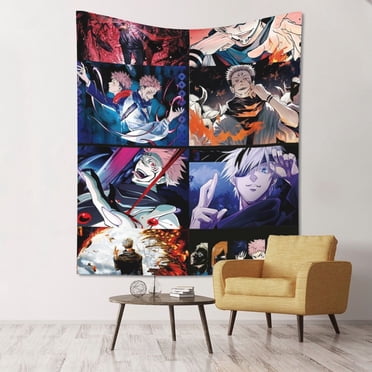 Art Anime Jujutsu Kaisen Tapestry Decor Luxury Wall Hanging Tapestries For Bedroom Living Room Dormitory Mural Blanket 60x51in