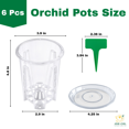 thumbnail image 3 of 6 Pack 4 Inch Clear Orchid Pots with Trays, Air-Column Base Nursery Pots for Orchids, Hoya, Monstera Cuttings, Philodendron and Tropical Plants, 10 Plant Labels Included, 3 of 9
