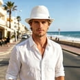 thumbnail image 3 of Gyujnb Outdoor Breathable Mesh Sun Hat English Style Jazz Hat Fashionable Beach Hat Sun Small Hat Version, 3 of 5