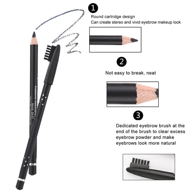 Lápiz De Cejas, Maquillaje De Larga Duración Con Diseño De Pincel, Para Todas Las Mujeres, Fácil De Aplicar, 2 Colores