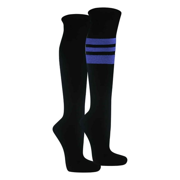 Couver Unisex Asymmetric Stripe Personality Knee High Sport Socks, Blue, Medium, 1 Pair