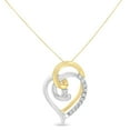 thumbnail image 2 of 10K Yellow and White Gold Diamond Accent Open Double Heart Spiral Curl 18" Pendant Necklace (J-K Color, I2-I3 Clarity), 2 of 5