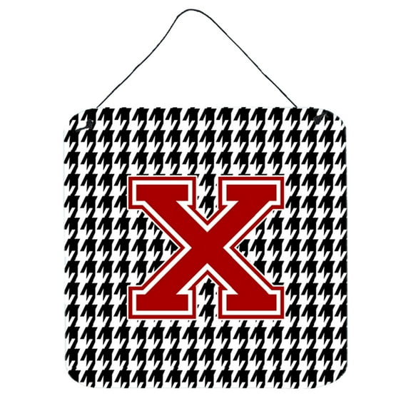 Letter X Monogram - Houndstooth Black Wall or Door Hanging Prints