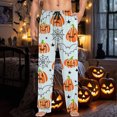 thumbnail image 5 of SJLDQY Mens Halloween Pajamas Pants Wide Leg Pjs Trousers for Men Hallowmas Pumpkin Ghost Elastic Waist Homewear Loungewear With Pocket, 5 of 6