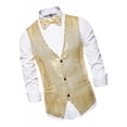 thumbnail image 4 of TISHITA Mens Sequins Vest Button Down Bow Tie Jacket Fashion Party Costume L Gold, 4 of 6