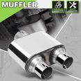 thumbnail image 2 of Magshion 3" Inlet 2.5" Outlet Chambered Muffler Straight-Through Round Stainless Steel Dual Exhaust Tip, Chrome, 2 of 10