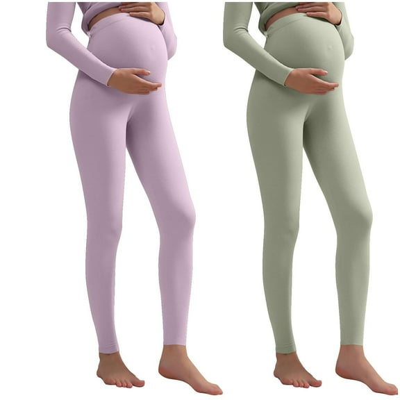Edvintorg Maternity Leggings Women's Solid Color High Waisted Pants with Adjustable Winter Maternity Clothes Plus Size Pregnancy Leggings for Women