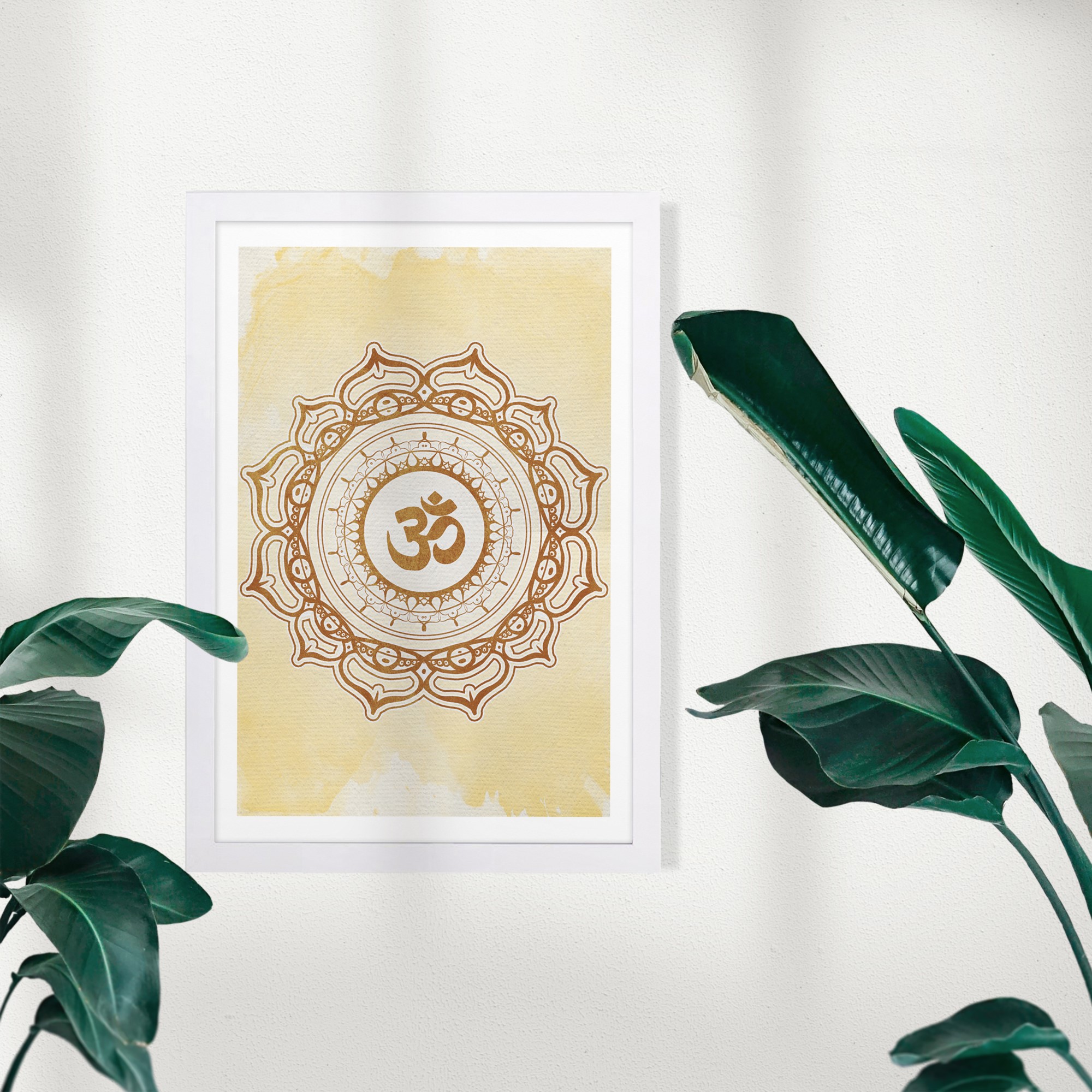 Wynwood Studio Symbols and Objects Framed Wall Art Prints 'Meditate On Yellow' Mystic Symbols Home Décor - Gold, Yellow, 13" x 19"