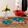 thumbnail image 7 of 2Pcs Rainbow Butterflies Pot Holders, Round Cotton Thread Weave Trivets Pot Holders Set for Pot, Bowl, Hot Dishes, Plates, Coasters Home Decor Gifts, 7 of 7