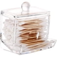 thumbnail image 1 of Caja para hisopos de algodón, caja de almacenamiento con soporte para hisopos de algodón, caja de almacenamiento de algodón para maquillaje cosmético para dormitorio y baño, 1 of 5