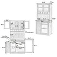 thumbnail image 2 of Harper & Bright Designs Farmhouse Kitchen Pantry Cabinet with Glass Door and Shelves, Tall Kitchen Storage Cabinet with Drawer, Freestanding Hutch with Wine Rack, 74.8", Blue, 2 of 17