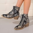 thumbnail image 3 of Rokment Retro Embroidered Dress Combat Boots for Women 2025 Fall Winter Vintage Pointed Toe Chunky Stackable Mid Heel Short Ankle Booties Black Size 6, 3 of 8