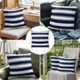 thumbnail image 6 of Navy Blue Throw Pillow Cover and Grey Stripe Abstract Geometric Striped Cotton Linen Cushion Cover Throw Pillow Case with Invisible Zipper for Couch Sofa Bed Chair Car 16x16 Inch, 6 of 9