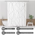 thumbnail image 4 of Shower Curtain, Rustic Abstract Black Striped Cloth Shower Curtain Sets with 12 Metal Shower Curtain Hooks, Luxury Washable Farmhouse Fabric Shower Curtains for Bathroom Decor, 72x72 Inches, 4 of 6