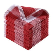 Hiroekza 6-Pack Absorbent Cotton Dish Towels Washcloths Plaid Design - Soft, Quick-Drying & Nonfading Red
