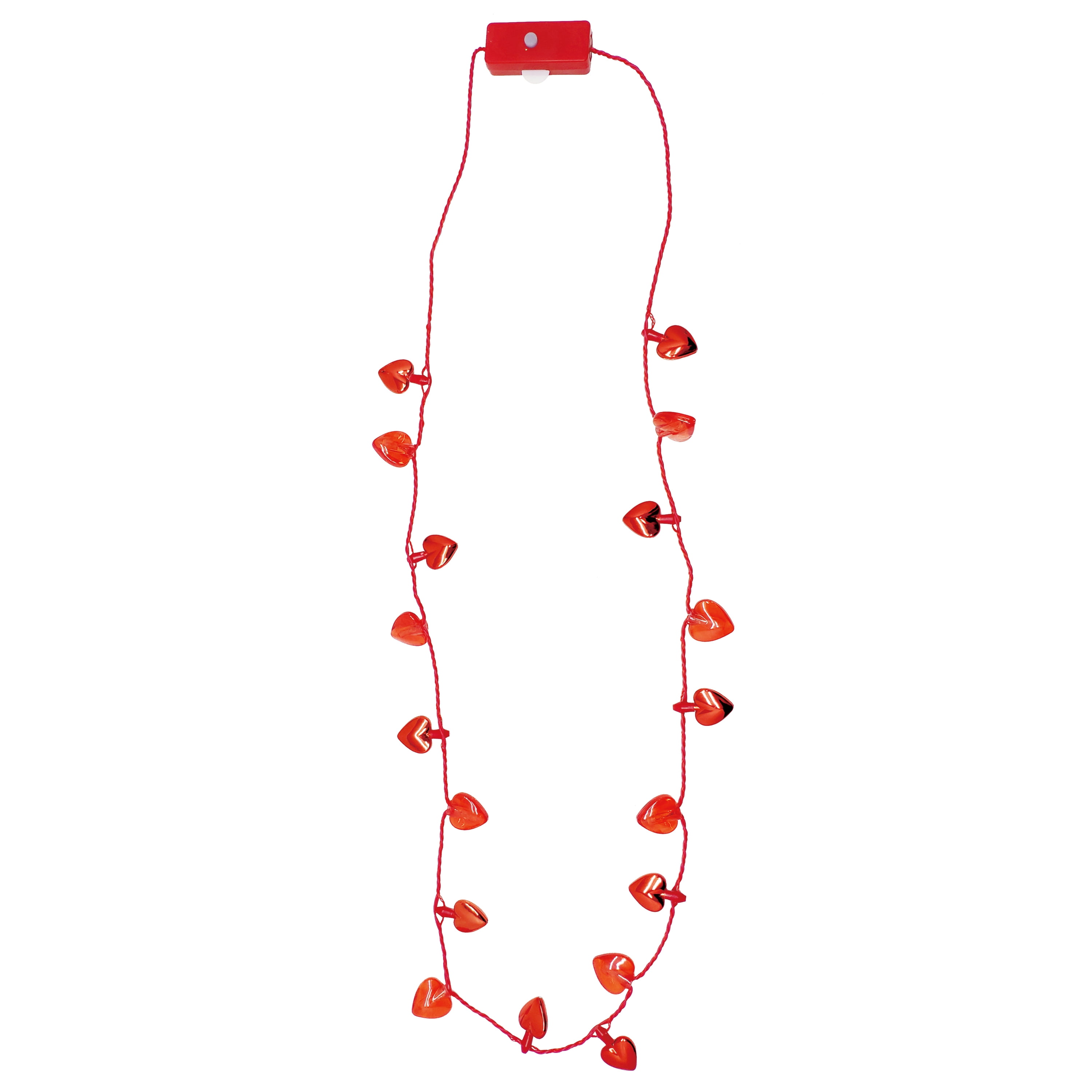 WAY TO CELEBRATE! Valentine's Day Light Up Red Metallic Mini Hearts Unisex Necklace