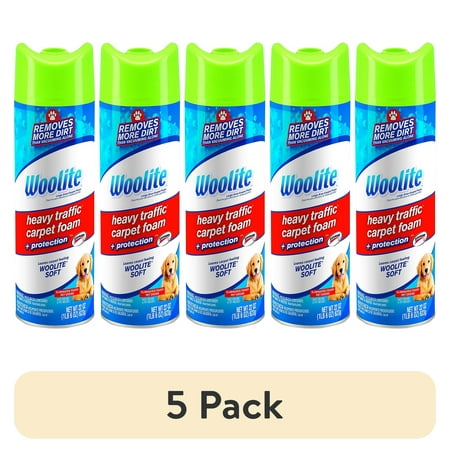 (5 pack) Heavy Traffic foam + protection, Woolite, 22 oz, heavy traffic carpet cleaner, aerosol, deep cleaning, removes ground in dirt & eliminates odors, safe on.., By Woolite