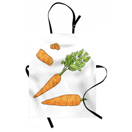 Green and Orange Apron Fresh Carrot Pattern with Leaves Sketch Illustration of Vegetables, Unisex Kitchen Bib Apron with Adjustable Neck for Cooking Baking Gardening, Orange Apple Green, by (Best Juicer For Vegetables And Leafy Greens)