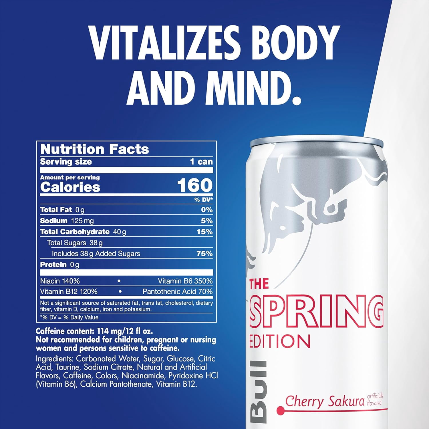 Red Bull Spring Edition Cherry Sakura, 12 fl oz Cans, 12‑Pack, Limited Edition Energy Drink
