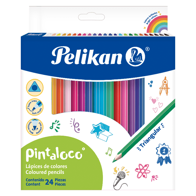 Lápices de Colores Triangulares Pelikan Caja con 24 Piezas