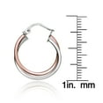 thumbnail image 3 of Rose Gold Tone over Sterling Silver Two-Tone Intertwining Square-Tube Polished Hoop Earrings, 20mm, 3 of 4