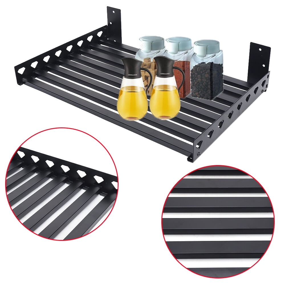 DENEST Microwave Oven Bracket Shelf Kitchen Holder Storage Rack Wall Mount with 4 Hooks