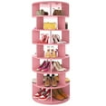 thumbnail image 2 of 7-Tier Spinning Shoe Rack Tower, Homieasy 360 Revolving Shoe Rack Organizer for Closet, Display Lazy Susan ,Storage Carousel, Vertical MDF Handbag Rotate Shoes Closet Organization,Pink, 2 of 8
