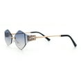 thumbnail image 6 of Luxury Retro Rimless Diamon Shape Hustler Metal Frame Sunglasses Gold - Black Beige, 6 of 8