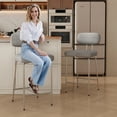 thumbnail image 5 of HomeZeer Counter Height Bar Stool Chairs Set of 3, 26" Kitchen Island Barstools with Back and Footrest, Square Line Fabric Upholstered Bar Chair ,Gray, 5 of 9