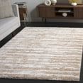 thumbnail image 2 of SAFAVIEH Tahoe Tyson Striped Shag Area Rug, Ivory/Gold, 6'7" x 6'7" Square, 2 of 8