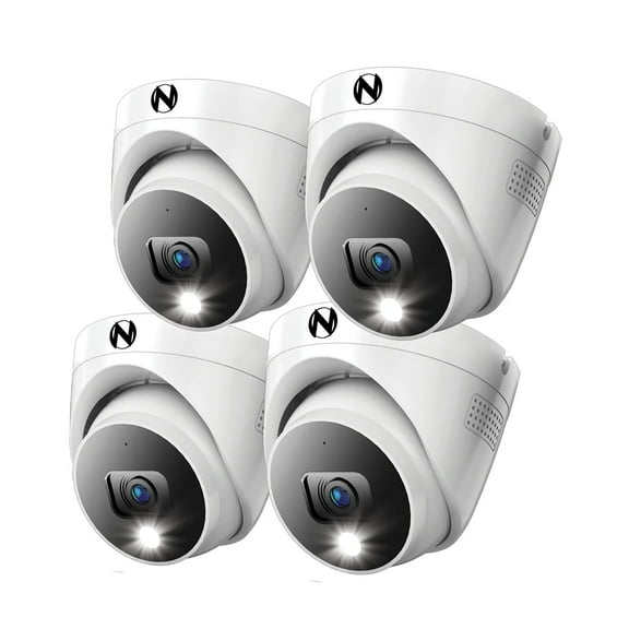 Night Owl Add On Wired 4K Deterrence Dome Cameras with 2-Way Audio - 4 Pack - White