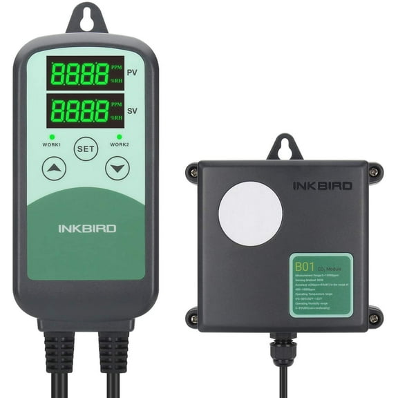 Inkbird ICC-500T CO2 Controller CO2 Meter Carbon Dioxide Controller for Grow Room and CO2 Generator, with CO2 Sensor for Agricultural (CO2 Controller   B01 Sensor)
